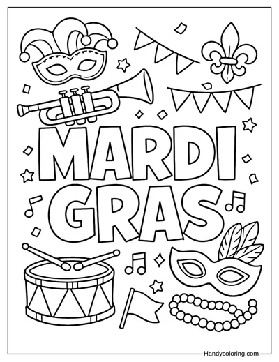 Mardi Gras Coloring Page PDF