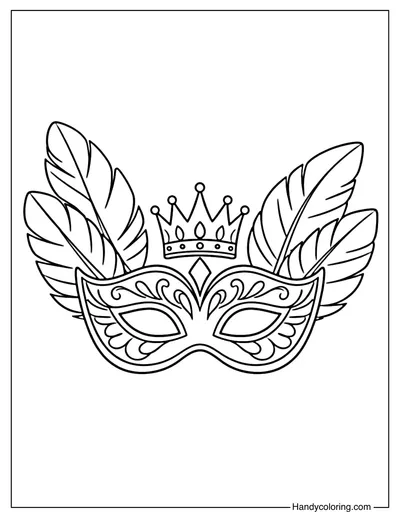 Mardi Gras Mask and Crown Coloring Page
