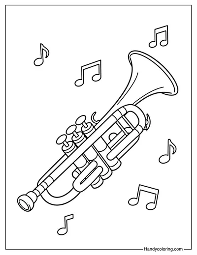 Mardi Gras Trumpet Music Coloring Page