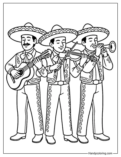 Mariachi Band Coloring Page