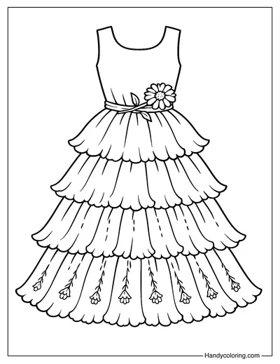 Marigold Layered Dress Coloring Page