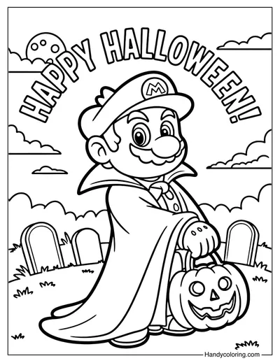 Mario Halloween Coloring Page