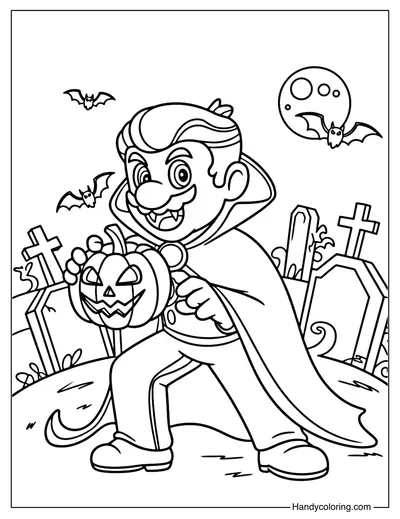 Mario Vampire Coloring Page