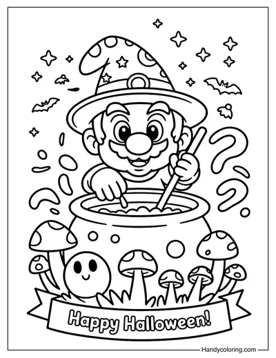 Mario Witch Coloring Page
