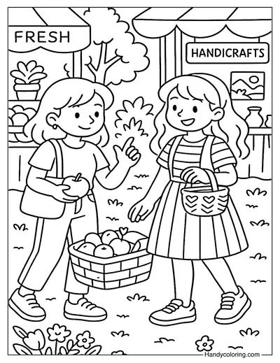 Market Adventure Coloring Page