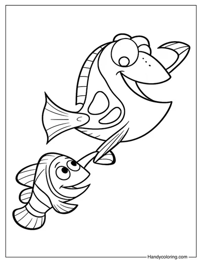Marlin and Dory Coloring Page