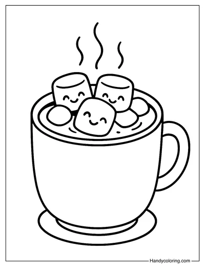 Marshmallow Hug Coloring Page
