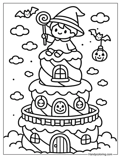 Marshmallow Wizard Tower Coloring Page