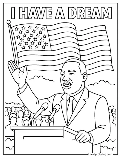 Martin Luther King Jr Speech Coloring Page