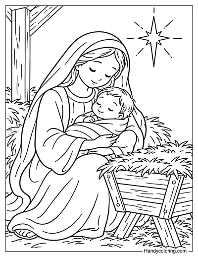 Mary Cradling Baby Jesus