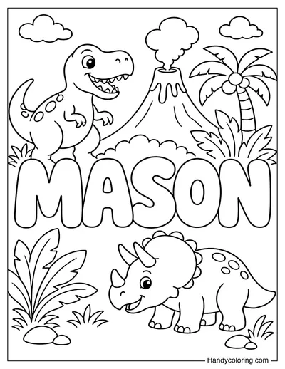 Mason with Cute Dinosaurs