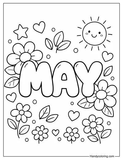 May with Spring Flowers and Sun