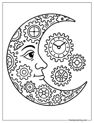 Mechanical Moon Coloring Page
