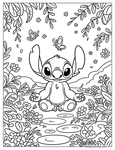 Meditation Garden Stitch Coloring Page