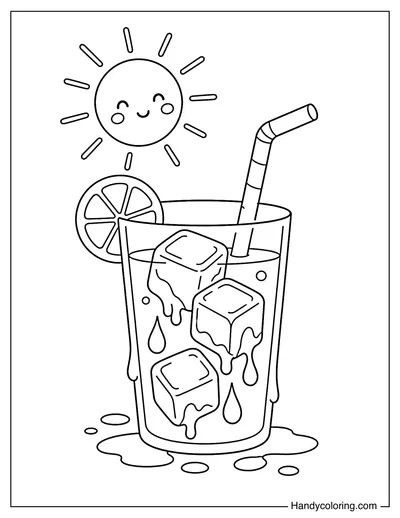 Melting Ice Drink Under Hot Sun