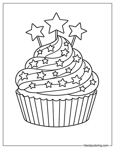 Memorial Day Cupcake with Star Toppers