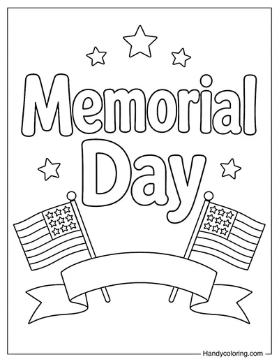 Memorial Day with American Flags and Stars