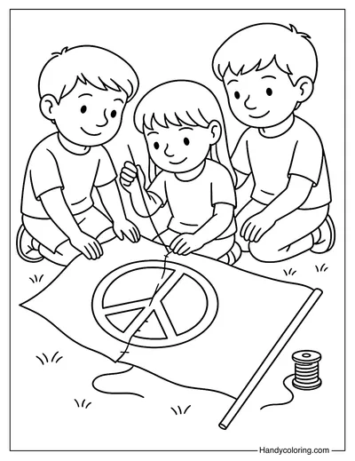 Mending a Flag Coloring Page
