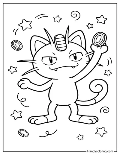 Meowth Holding a Coin