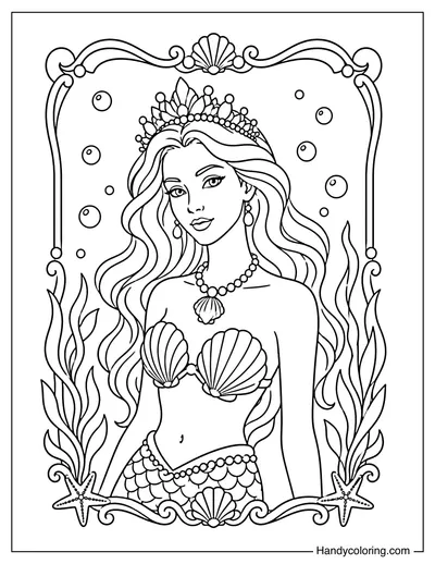 Mermaid Portrait with Pearl Crown