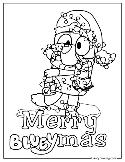 Merry Christmas Bluey Coloring Page