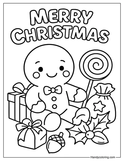 Merry Christmas Gingerbread Man Coloring Page