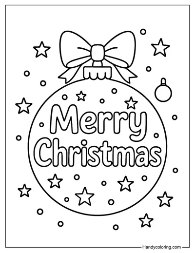 Merry Christmas Ornament Ball Coloring Page