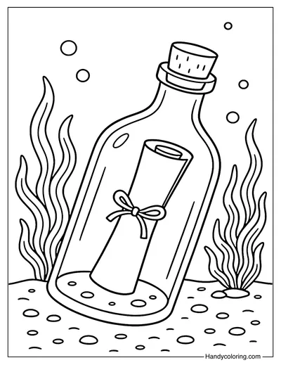 Message in a Bottle Coloring Page