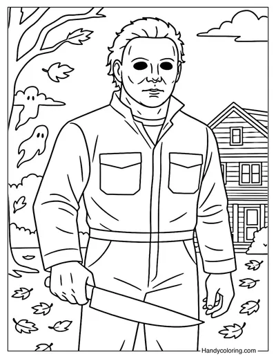 Michael Myers Horror Coloring Page