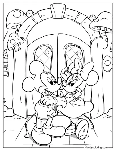 Mickey Mouse and Minnie Mouse Coloring Page