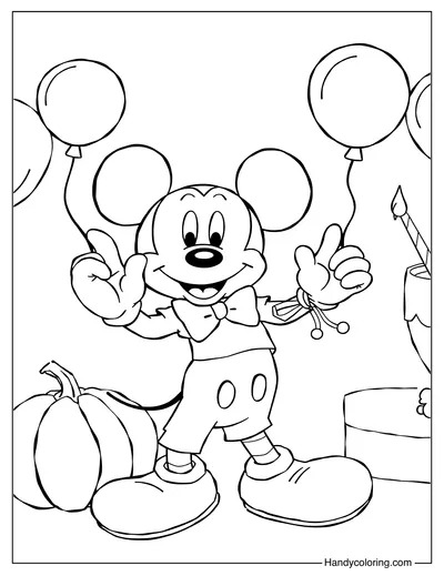 Mickey Mouse at a Halloween Party Coloring