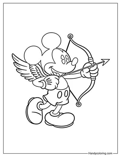 Mickey Mouse Cupid Coloring Page