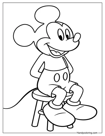 Mickey Mouse on a Chair Coloring Sheet