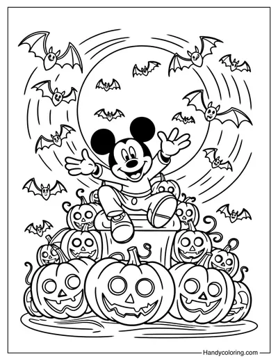 Mickey Pumpkin King Coloring Page