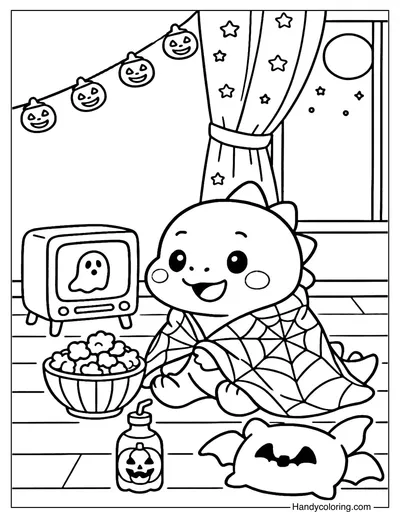 Midnight Movie Dino Coloring Page