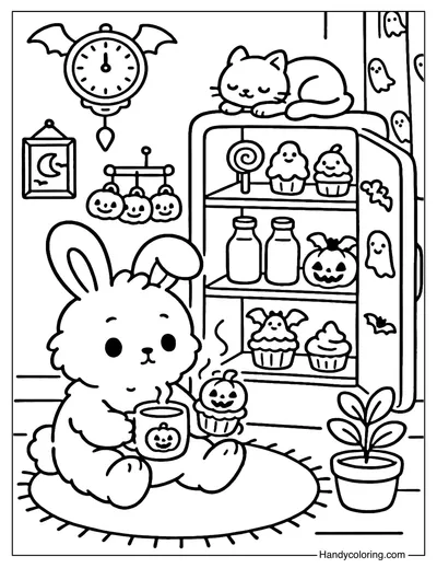 Midnight Snack Bunny Coloring Page