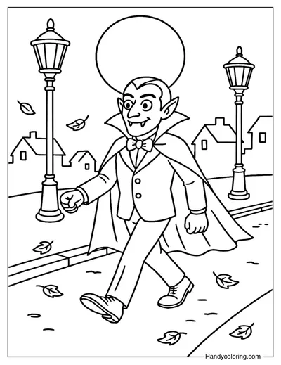 Midnight Street Vampire Coloring Page