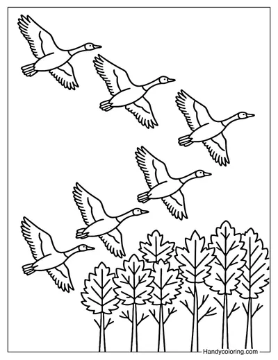 Migrating Geese Coloring Page
