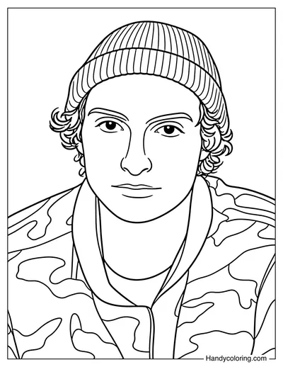 Mike Wheeler in Beanie and Camo Jacket
