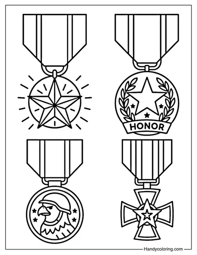 Military Medals Coloring Page