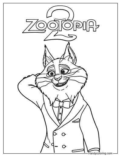 Milton Lynxley Coloring Page Zootopia 2