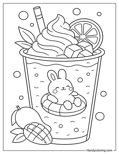 Mini Bunny Floating in Mango Smoothie