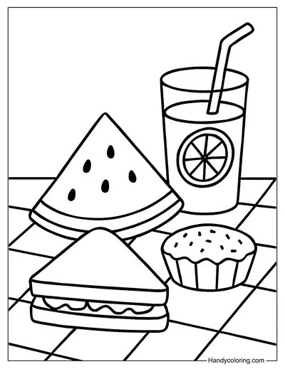 Mini Sandwich Picnic Coloring Page