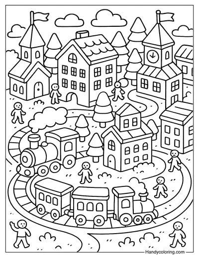 Miniature Model City Coloring Sheet