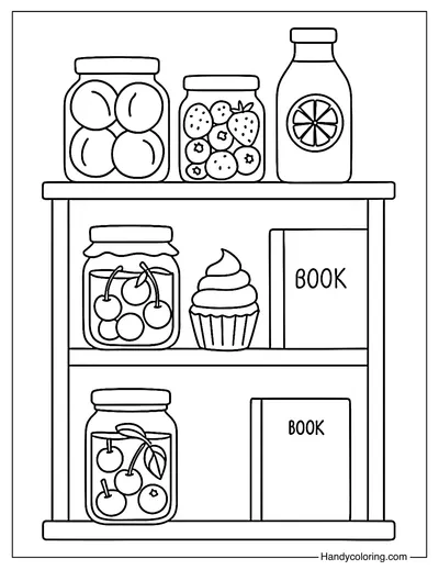 Minimalist Summer Treat Shelf Coloring Page