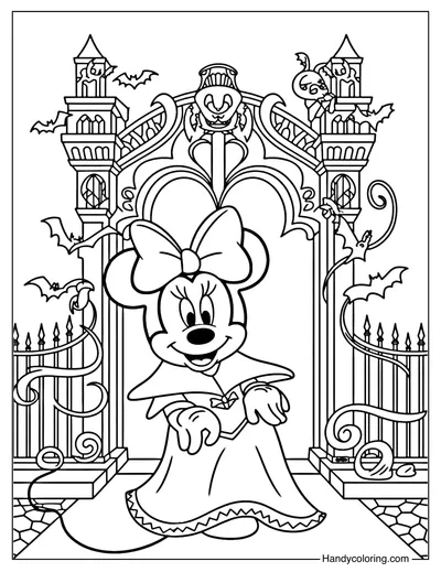 Minnie Mouse Vampire Princess Coloring Page