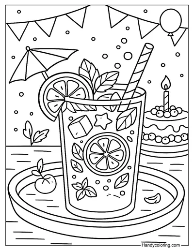 Minty Lime Sparkle Drink Coloring Page