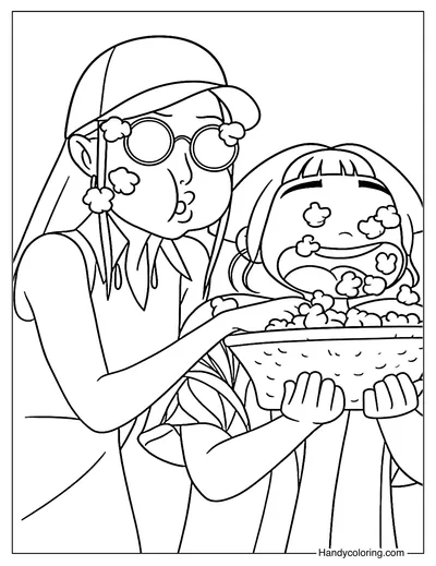 Mira and Zoey Eating Popcorn