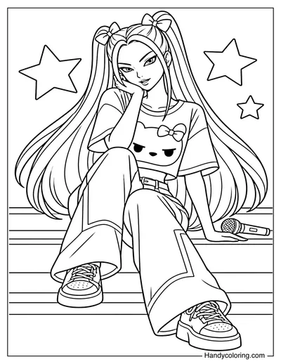 Mira Sitting on a Stage Step