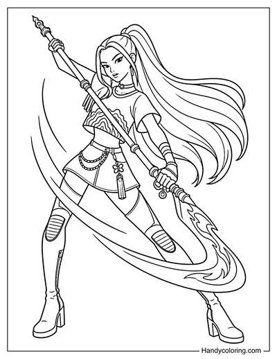 Mira Swinging Her Demon Hunter Weapon
